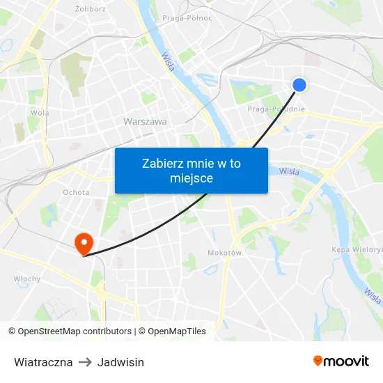 Wiatraczna to Jadwisin map