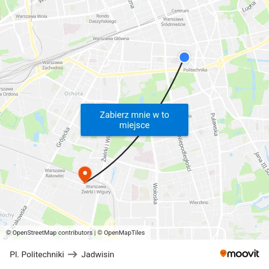 Pl. Politechniki to Jadwisin map