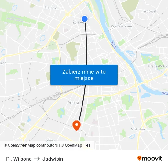 Pl. Wilsona to Jadwisin map