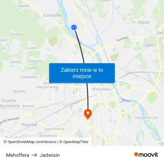 Mehoffera to Jadwisin map