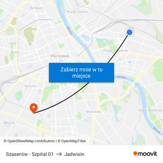 Szaserów - Szpital 01 to Jadwisin map