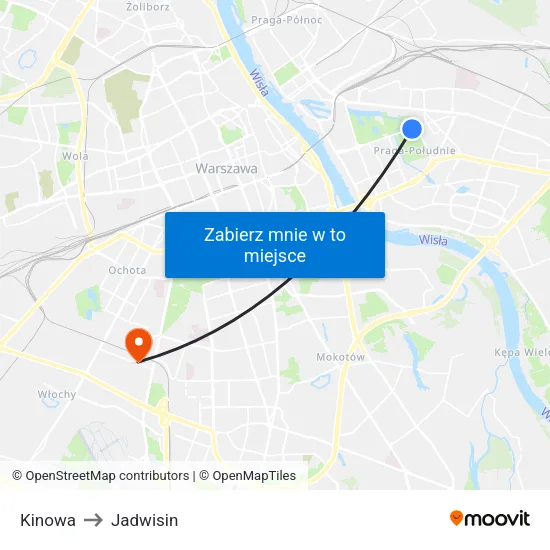 Kinowa to Jadwisin map