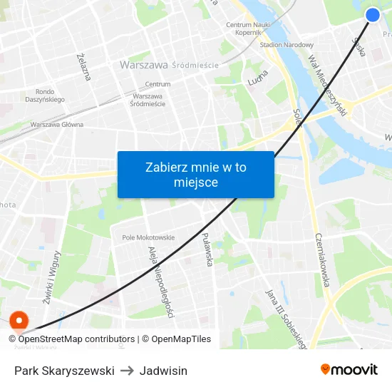Park Skaryszewski to Jadwisin map
