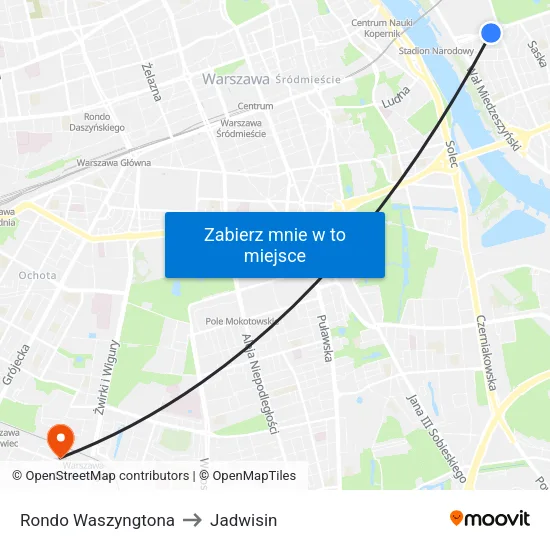 Rondo Waszyngtona to Jadwisin map