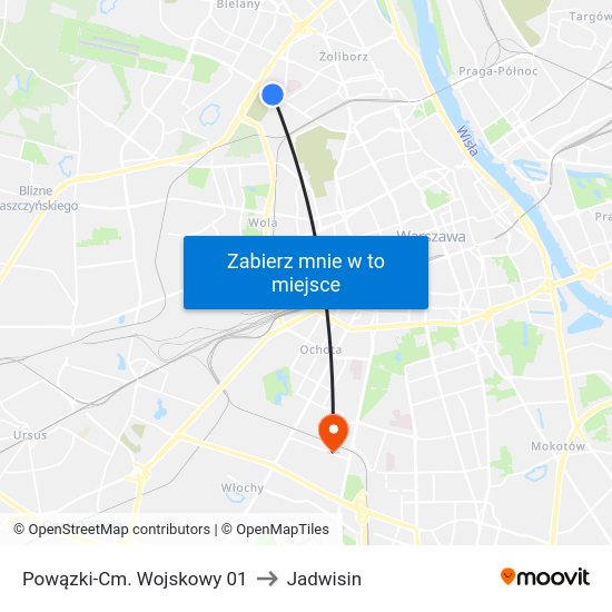 Powązki-Cm. Wojskowy to Jadwisin map