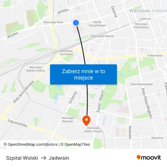 Szpital Wolski to Jadwisin map
