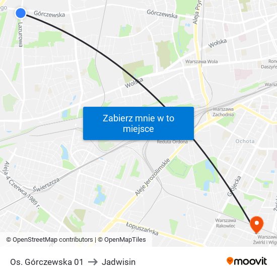 Os. Górczewska to Jadwisin map