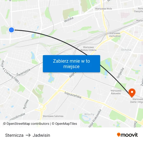 Sternicza to Jadwisin map