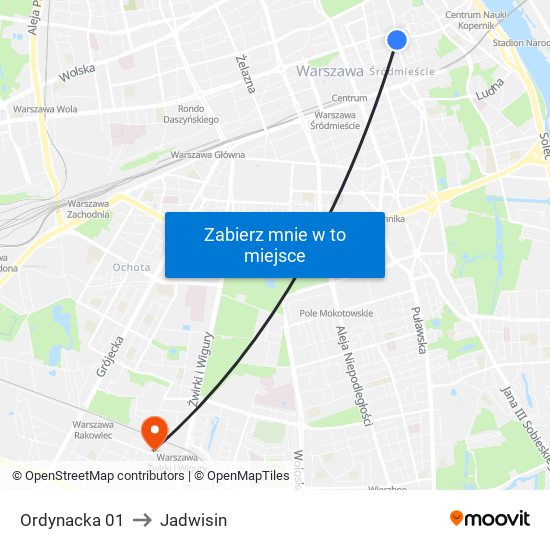 Ordynacka 01 to Jadwisin map