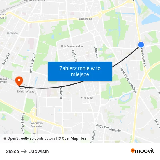 Sielce to Jadwisin map