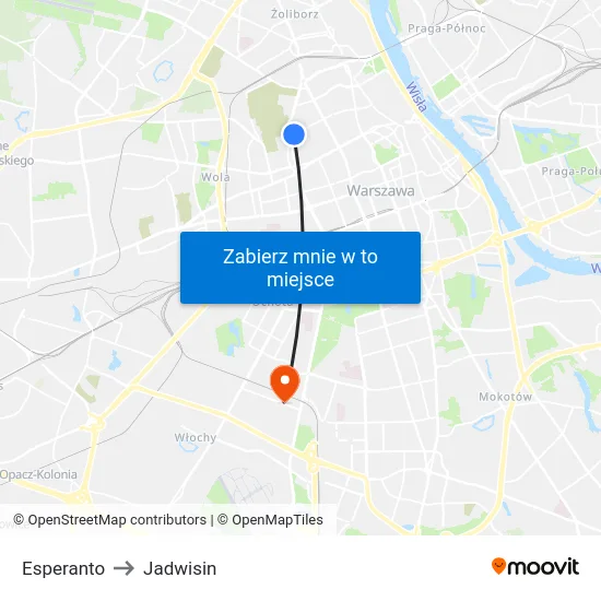 Esperanto to Jadwisin map