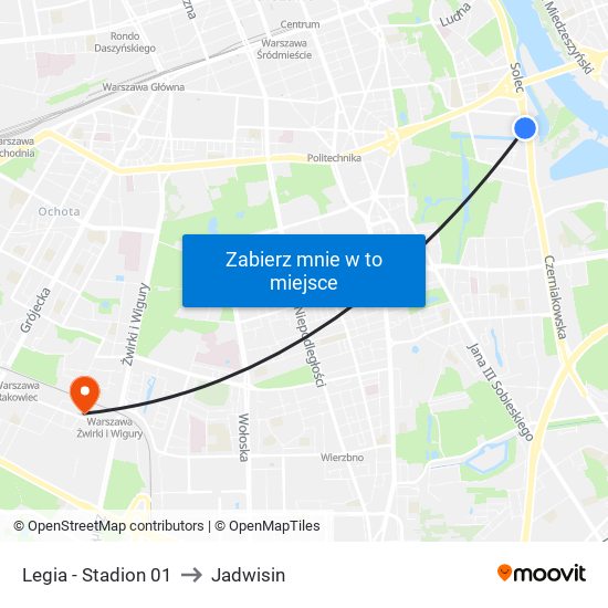 Legia - Stadion 01 to Jadwisin map