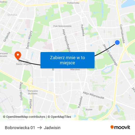 Bobrowiecka to Jadwisin map