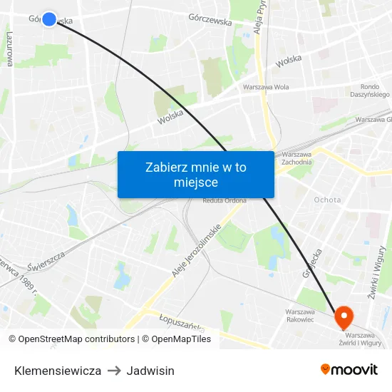 Klemensiewicza to Jadwisin map