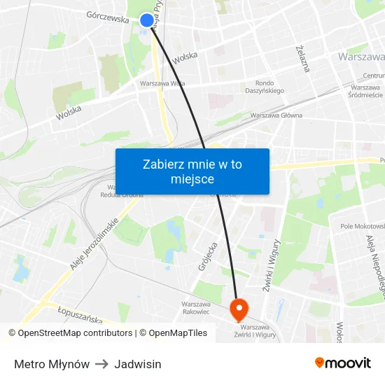 Metro Młynów to Jadwisin map