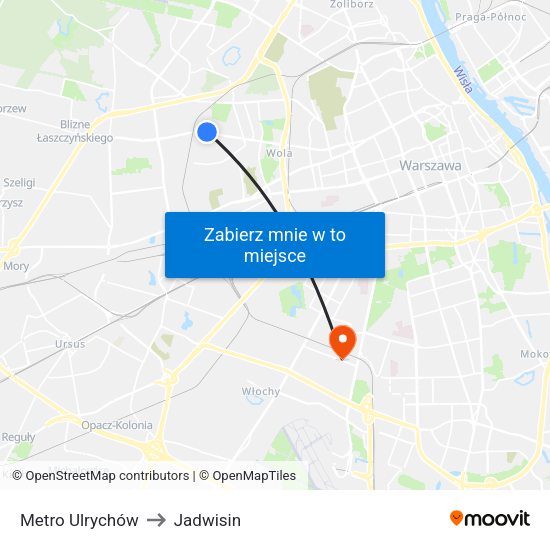 Metro Ulrychów to Jadwisin map