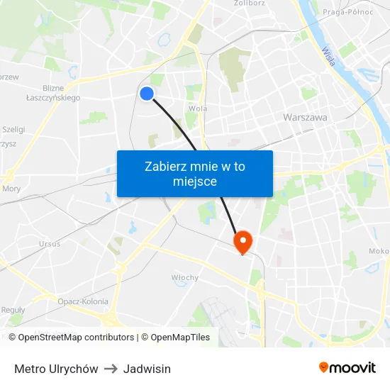 Metro Ulrychów to Jadwisin map