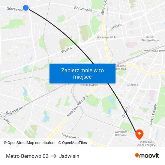 Metro Bemowo 02 to Jadwisin map