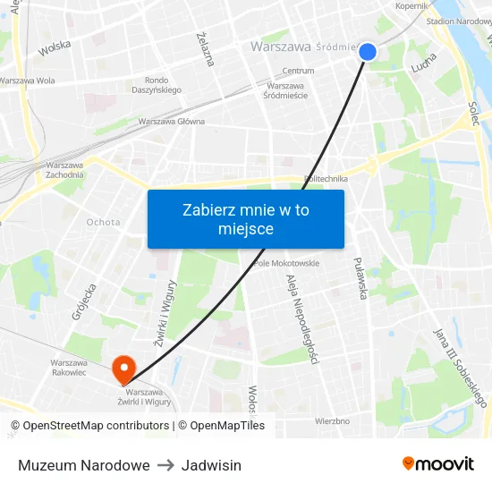 Muzeum Narodowe to Jadwisin map