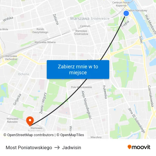 Most Poniatowskiego to Jadwisin map
