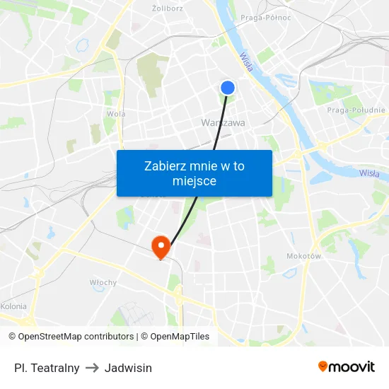 Pl. Teatralny to Jadwisin map