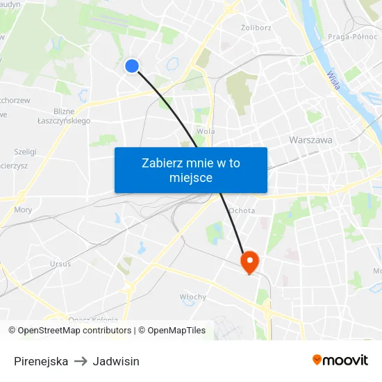Pirenejska to Jadwisin map