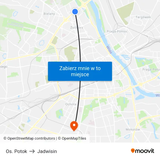 Os. Potok to Jadwisin map