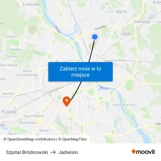 Szpital Bródnowski to Jadwisin map