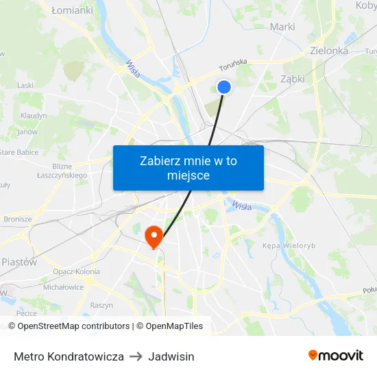 Metro Kondratowicza to Jadwisin map
