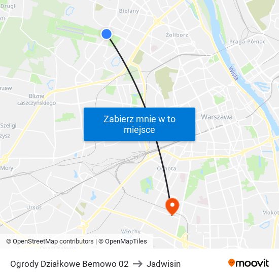 Ogrody Działkowe Bemowo 02 to Jadwisin map