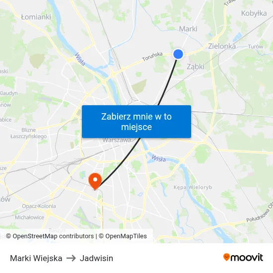 Marki Wiejska to Jadwisin map