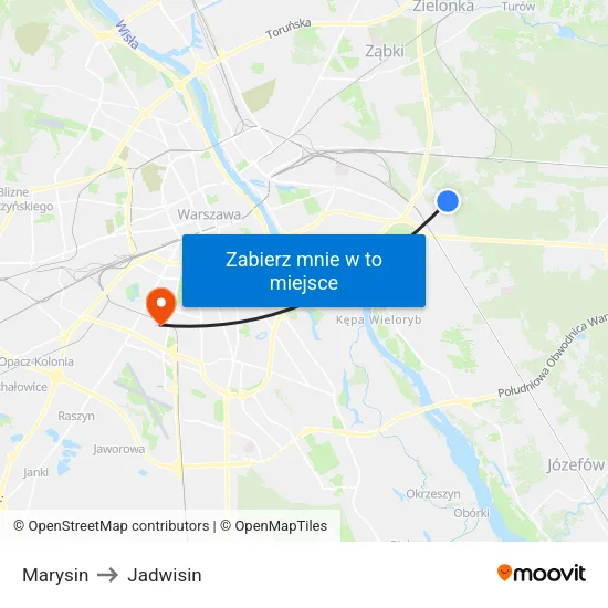 Marysin to Jadwisin map