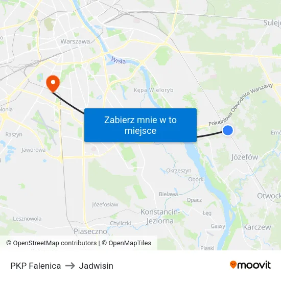 PKP Falenica to Jadwisin map