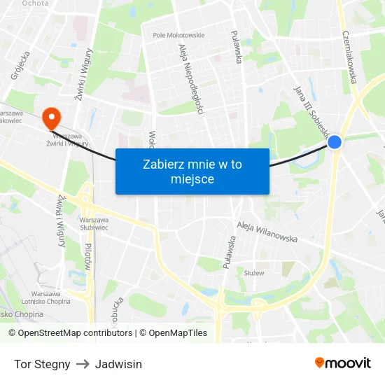 Tor Stegny to Jadwisin map