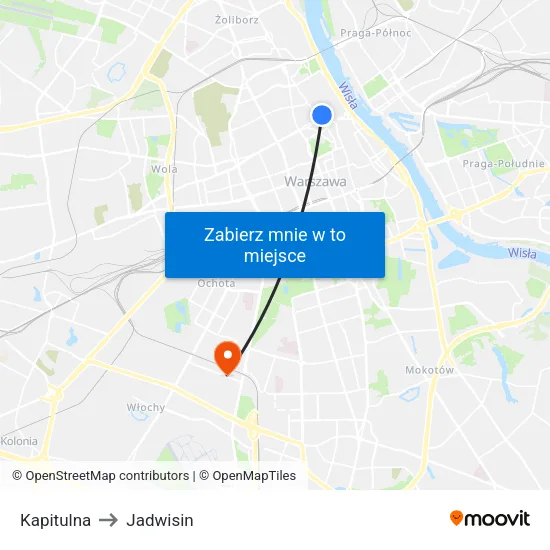 Kapitulna to Jadwisin map
