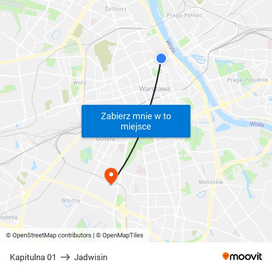 Kapitulna to Jadwisin map