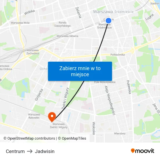 Centrum to Jadwisin map