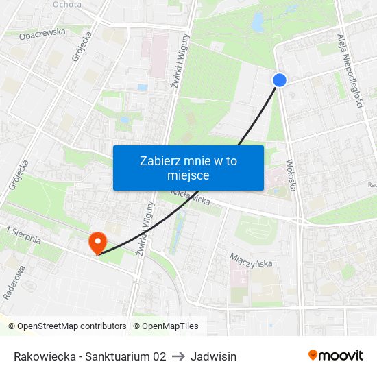 Rakowiecka - Sanktuarium 02 to Jadwisin map