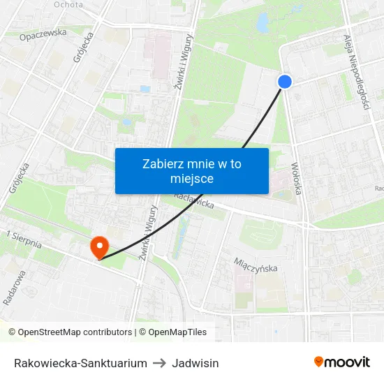 Rakowiecka-Sanktuarium to Jadwisin map