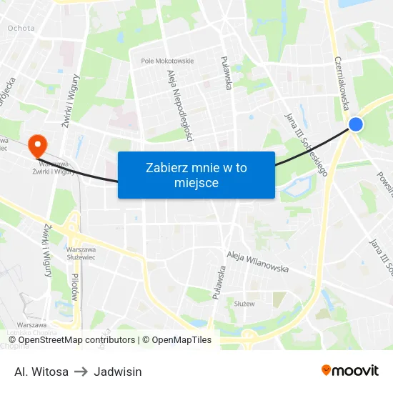 Al. Witosa to Jadwisin map