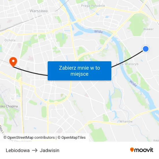 Lebiodowa to Jadwisin map