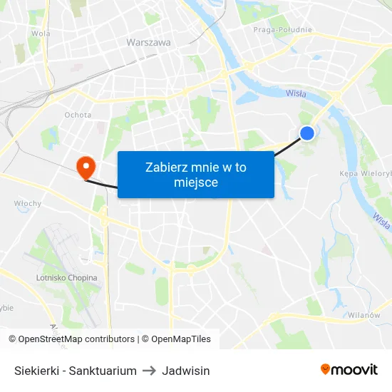 Siekierki - Sanktuarium to Jadwisin map