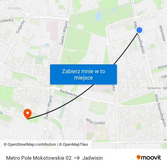 Metro Pole Mokotowskie 02 to Jadwisin map