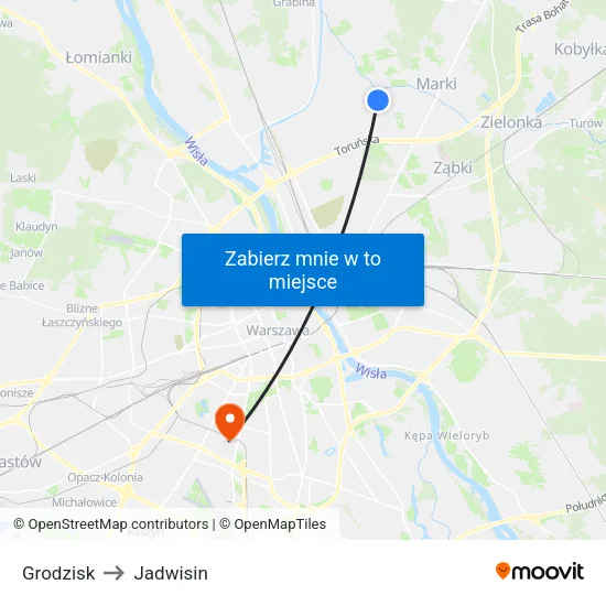 Grodzisk to Jadwisin map
