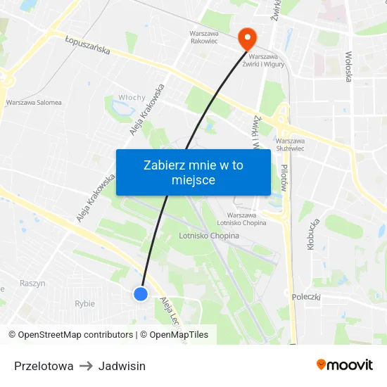 Przelotowa to Jadwisin map