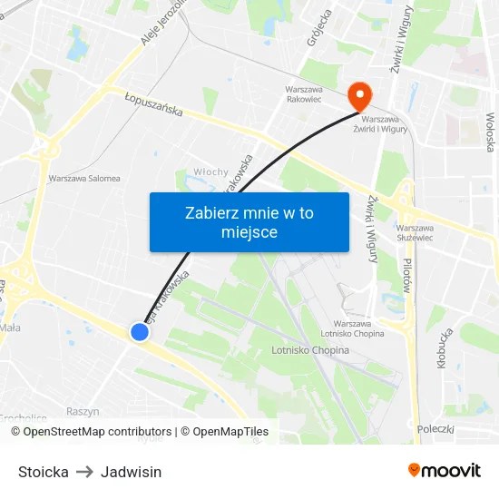 Stoicka to Jadwisin map