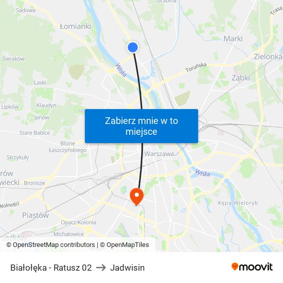 Białołęka-Ratusz to Jadwisin map