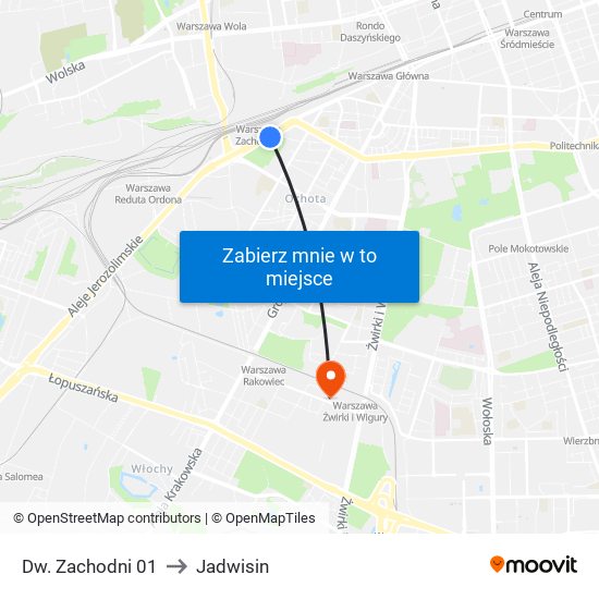 Dw. Zachodni 01 to Jadwisin map