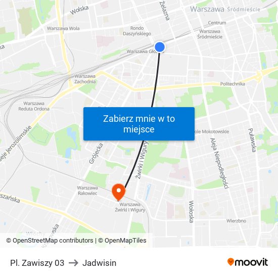 Pl. Zawiszy 03 to Jadwisin map