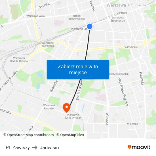 Pl. Zawiszy to Jadwisin map